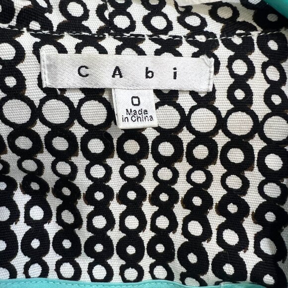 CAbi Women's Black And Off White Circles Stretch Blazer 3/4 Sleeves Size 0 - Picture 6 of 7